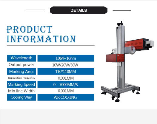 Otomatik 30w 1060mm Fly Lazer İşaretleme Makinesi, Kağıt Üzerine Lazer Gravür
